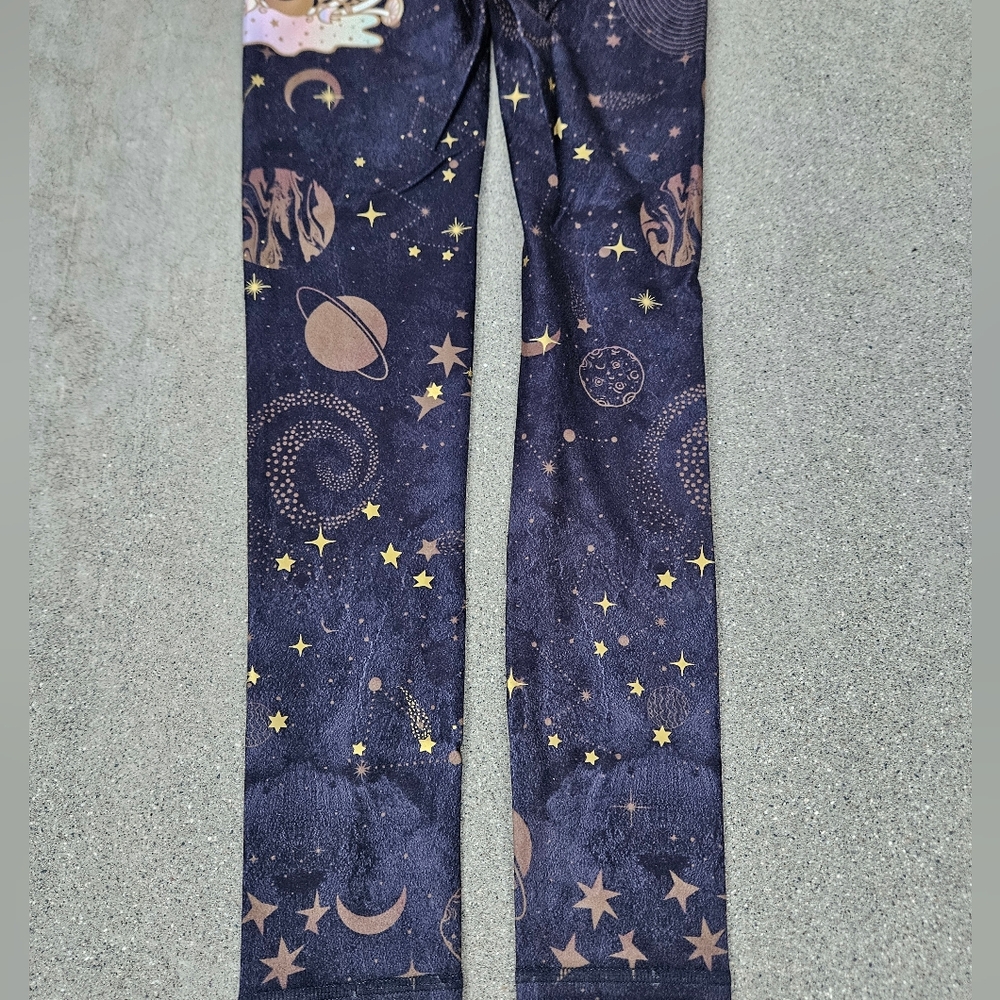 NWT NIYAMA SOL SHROOM GALAXY LEGGINGS, GOLD FOIL, GALAXY, CELESTIAL, STARS SMALL - Picture 7 of 10